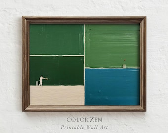 Lámina decorativa de cricket para pared, estampado deportivo geométrico moderno, decoración minimalista abstracta para el hogar (descarga digital imprimible) L319