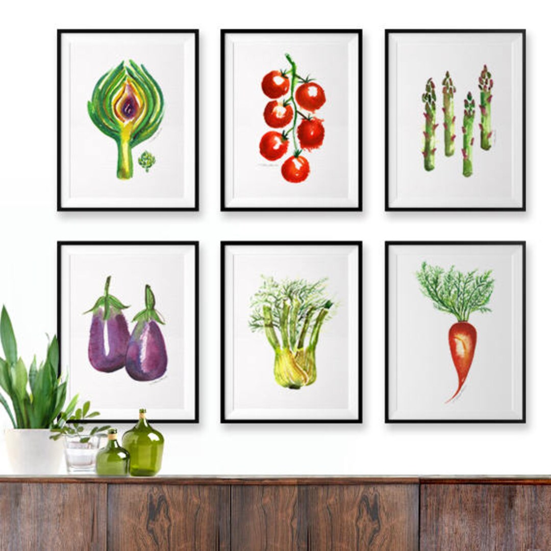 Fruit Watercolor Painting, Kitchen Wall Art, Vegetable Watercolor ...