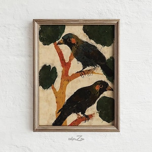 Rustic Raven Print: Vintage Bird Illustration, Boho Wall Art (Digital Download) C68