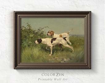 Hunting Dog Art Print, Vintage Sporting Dog Lodge Wall Decor (Printable Art Digital Download) C148