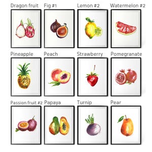 Fruit Watercolor Painting Colorful Kitchen Print Set of 6 - Etsy