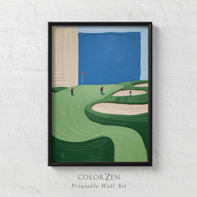 Golf Course Abstract Abstract Blue and Green Paintings - Etsy