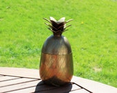 8 quot Brass Pineapple Jar Box Heavy Brass Figural Pineapple Jar with Lid Symbol of Hospitality Golden Pineapple Decor for Home or Office