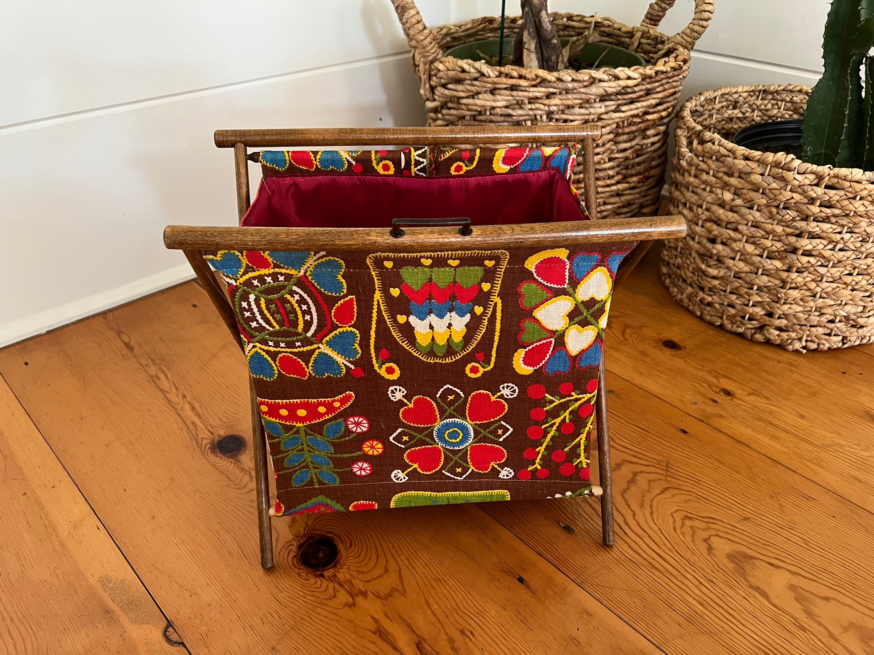 Vintage Wood Side Table Stool With Newspaper Stand Small Table Stand  Vintage Sofa Table 