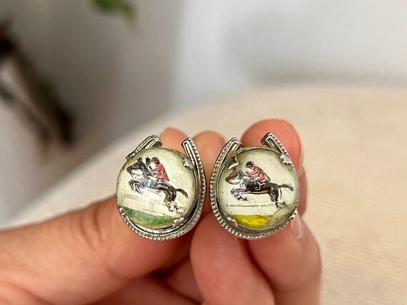 Vintage Horse Cufflinks, Horse Racing Gift, Kentu… - image 1