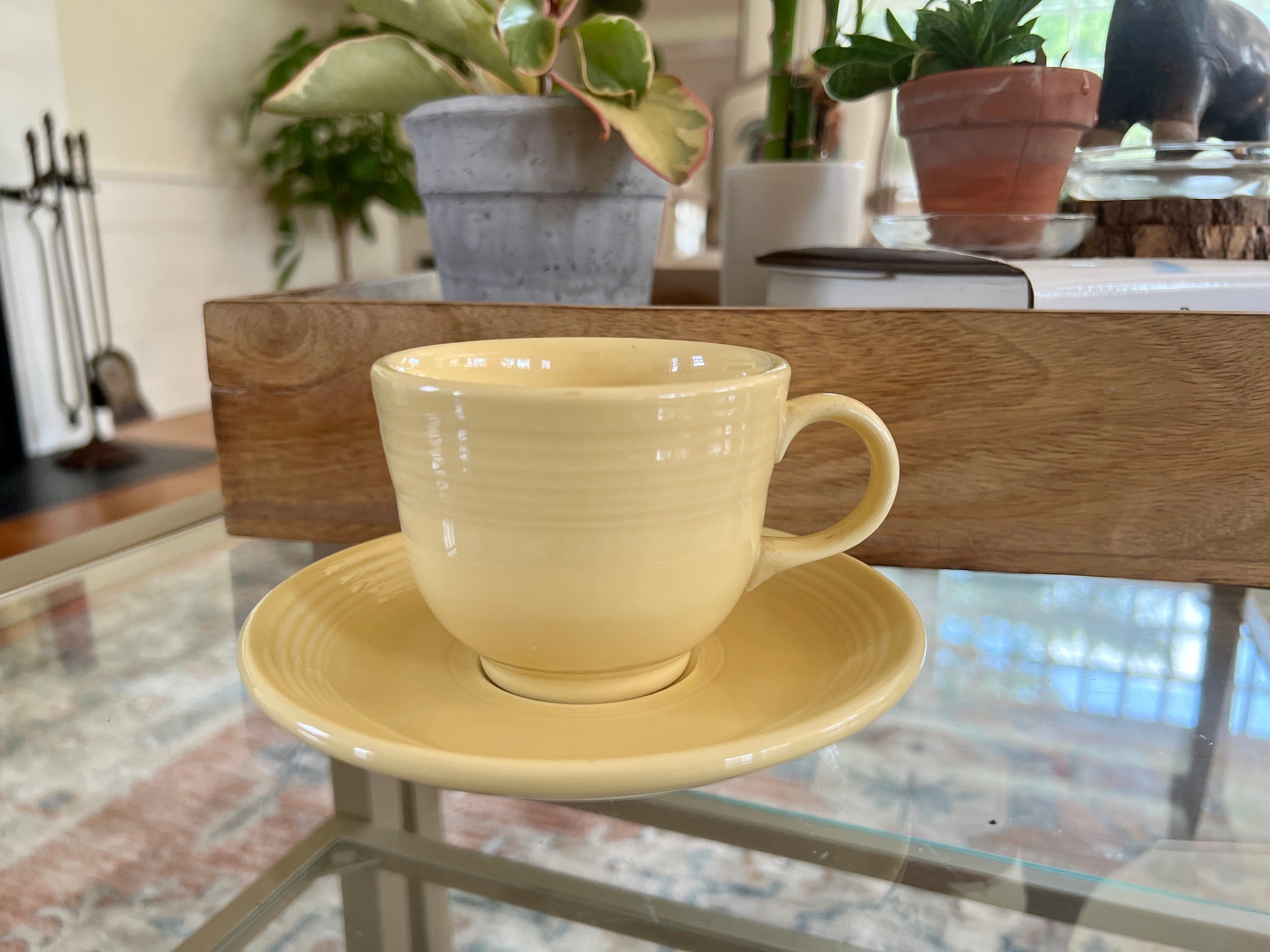 Vintage Fiesta Cup Saucer, Yellow Fiestaware, Homer Laughlin