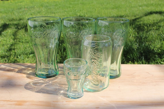 Lot of Five 5 Vintage Coca-cola Glass Cups 