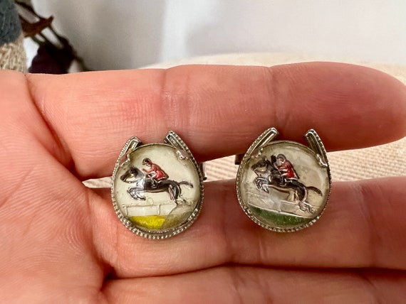 Vintage Horse Cufflinks, Horse Racing Gift, Kentu… - image 2