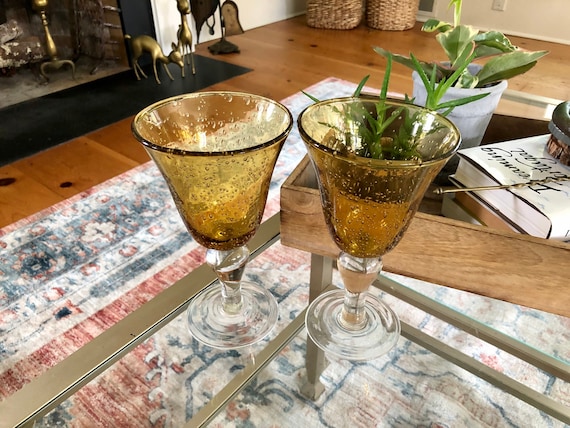 textured wine glasses 6-Pack Vintage Embossed Wine Glasses 12Oz Short Stemmed Design Dusty Sage Green main image 1