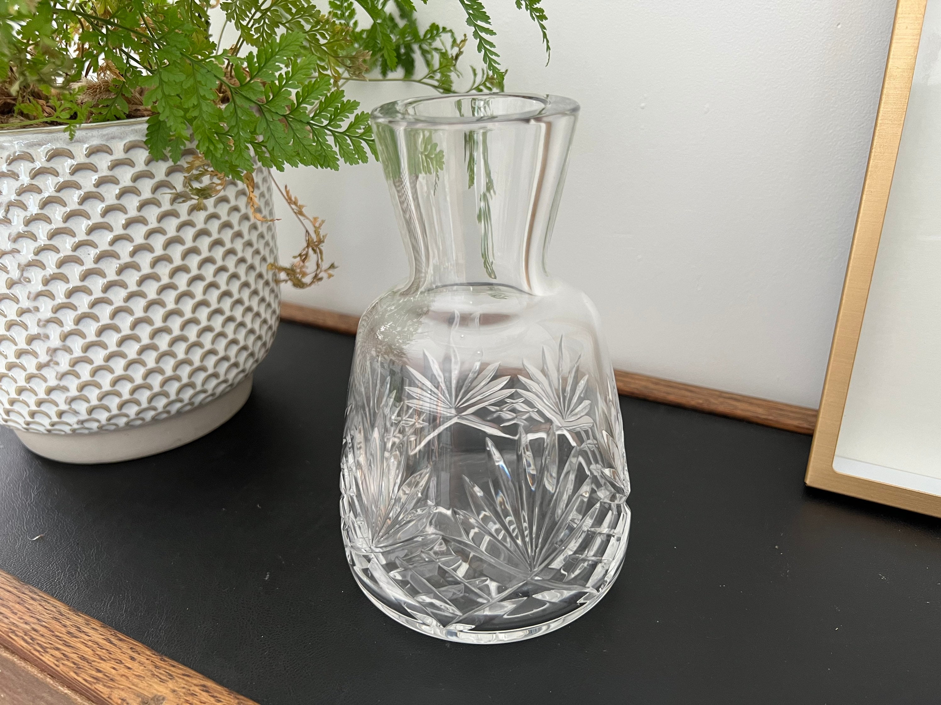 Garhelper Vintage Glass Water Jug,Night Water Carafe With Tumbler Glass For  Bedroom Bedside Table 