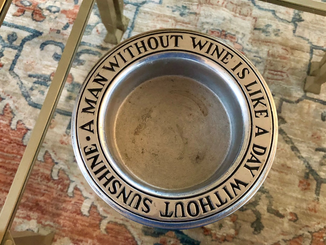 Vintage Pewter Wine Bottle Coaster Wine Dish Trinket Dish Etsy