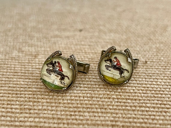 Vintage Horse Cufflinks, Horse Racing Gift, Kentu… - image 5