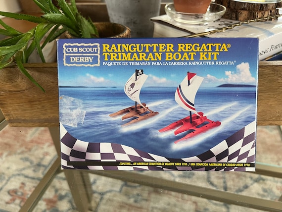 Vintage Cub Scout Raingutter Regatta Kit Classic Monohull Sail Boat Pine Wood 