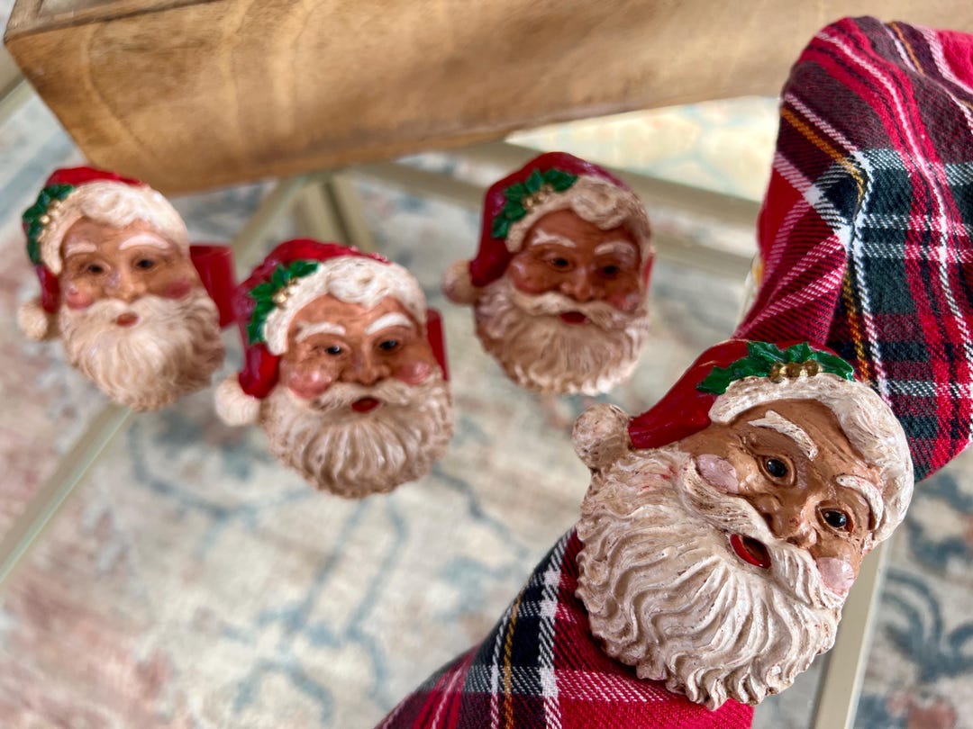 Vintage Wooden Santa Napkin Rings - Set of 4 Christmas Decor - Etsy