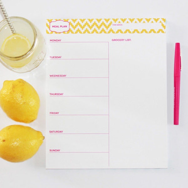 SALE-8x10 "Meal Planner/Chevron" Notepad