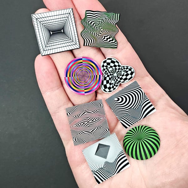 Optical Illusion Mini Stickers #1 | 1 inch Trippy Stickers