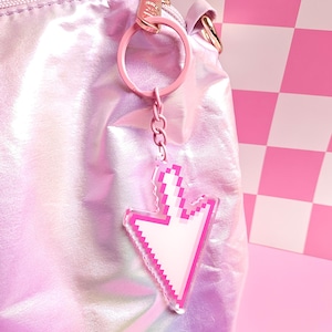 Pink Computer Cursor Keychain | 90s Nostalgia, Y2K Webcore Pixel Art
