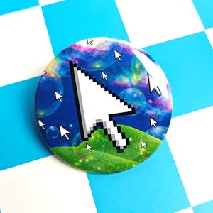Retro Computer Cursor Pocket Mirror, Button or Magnet | Y2K Nostalgia, Webcore Accessories