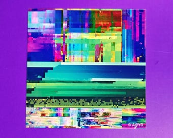 Holographic Fatal Glitch Sticker | Cyberpunk Laptop Decal, Abstract Art Stickers
