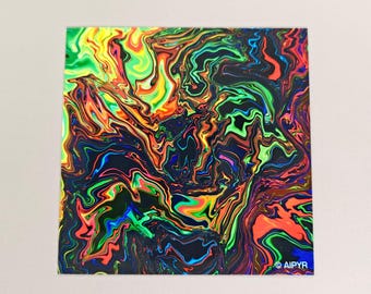 Neon Chaos Holographic Sticker | Trippy Laptop Decal, Psychedelic Art
