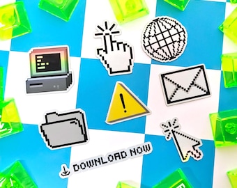 Retro Computer Mini Stickers #1 | Y2K Mini Sticker Pack, Webcore Pixel Art