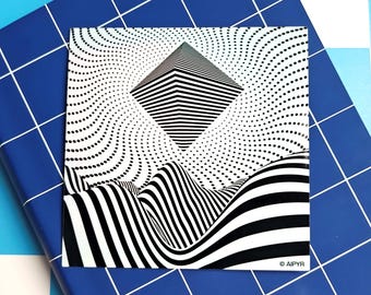 Monolith Deception Holographic Sticker | Optical Illusion Art, Trippy Laptop Decal