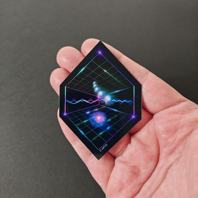 Holographic Dimension Jumping Sticker | Surreal Sci-fi Art - Etsy