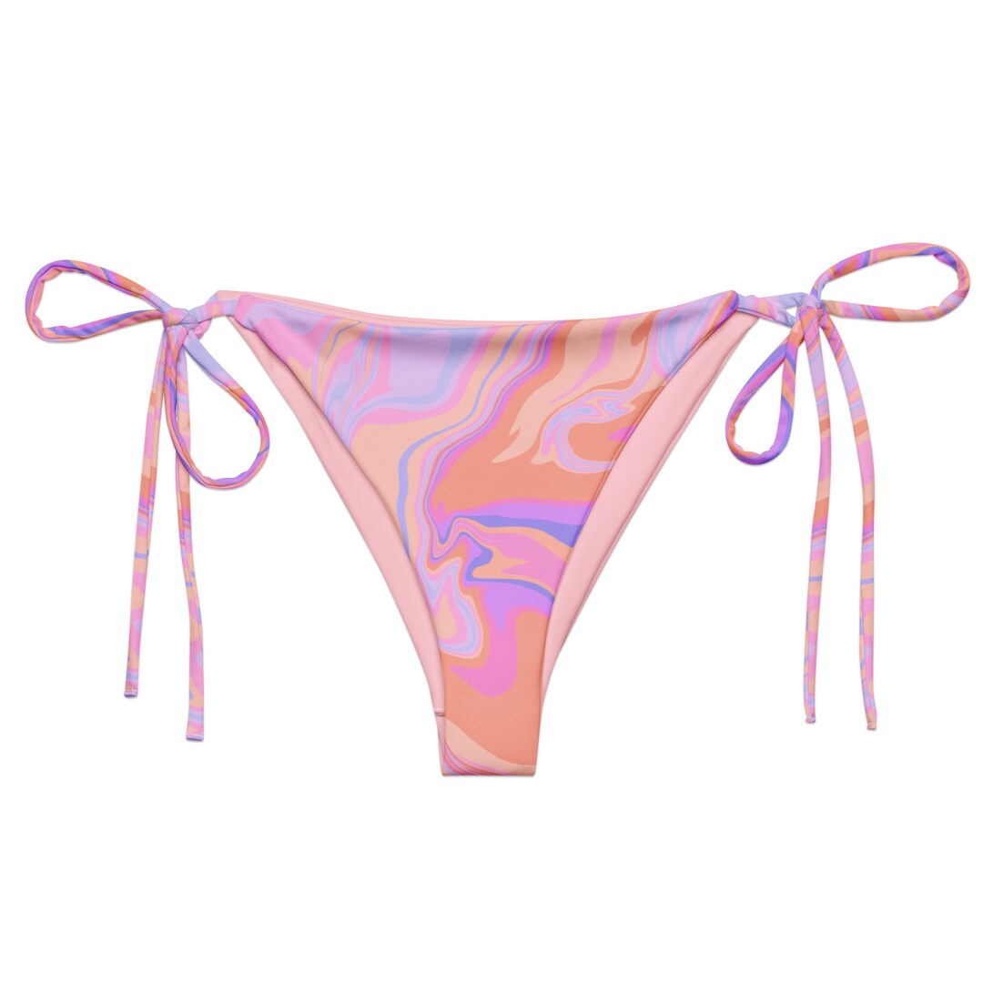 Groovy Sherbet Swirl String Bikini Bottom Etsy