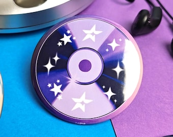 Purple CD Button | 90s Retro Tech, Y2K Nostalgia