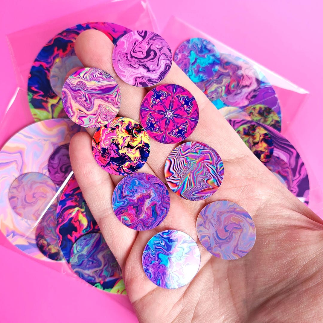 Pink Psychedelic Mini Stickers | 1 Inch Trippy Stickers - Etsy