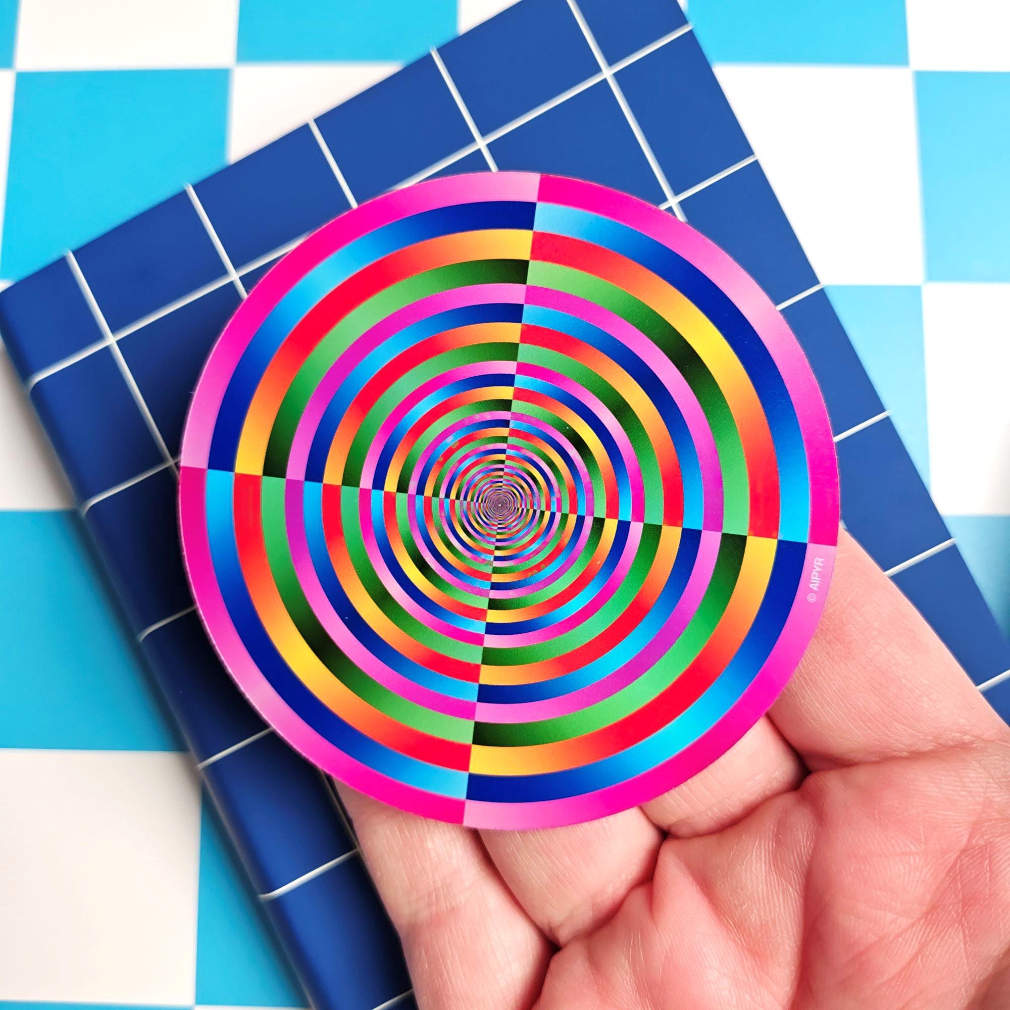 Rainbow Hypnosis Holographic Sticker | Trippy Laptop Decal, Op Art ...