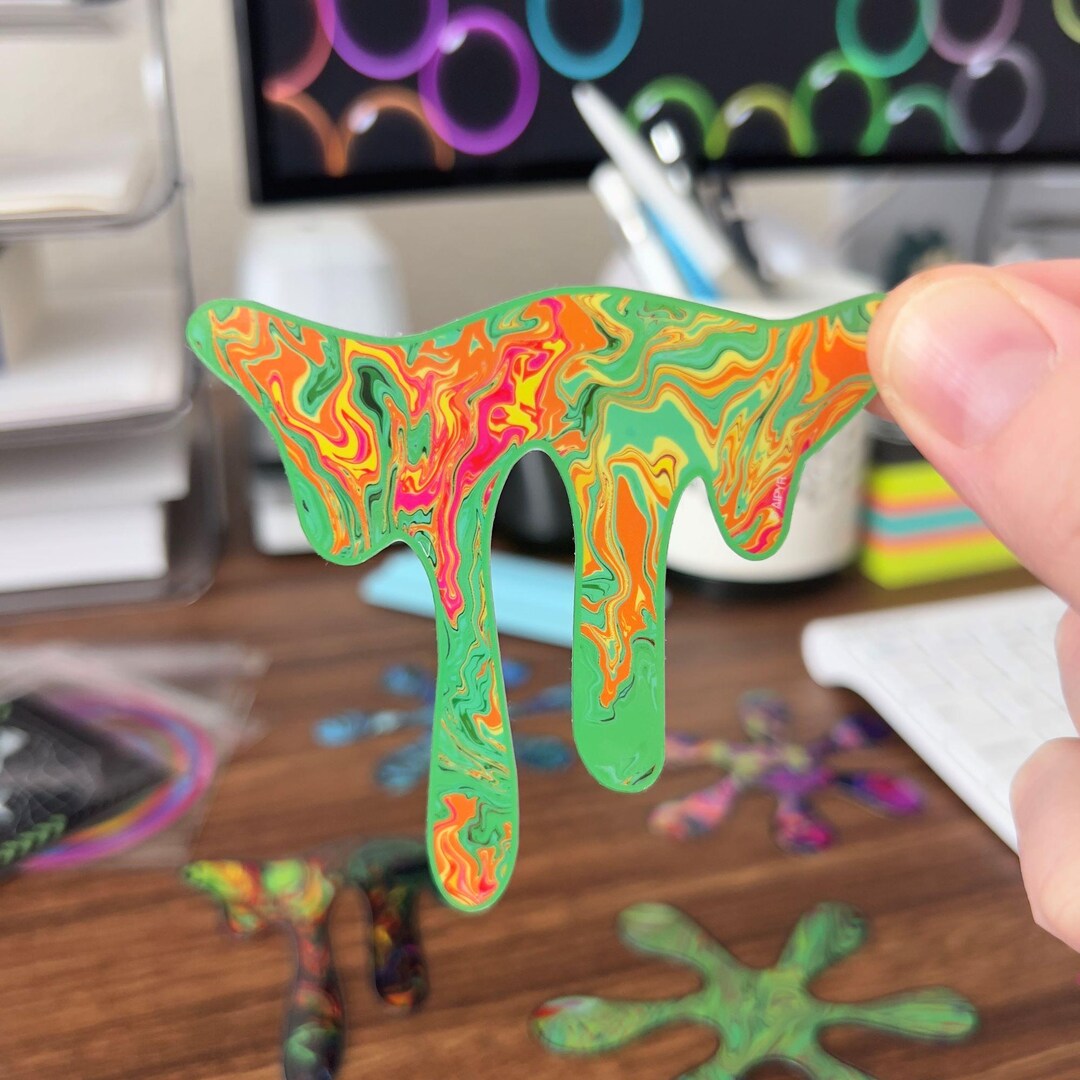 Sticky Drip Sticker Psychedelic Drip Sticker - Holographic Sticker - Etsy