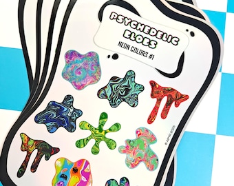 Psychedelic Blobs Sticker Sheet | 1 inch Trippy Stickers