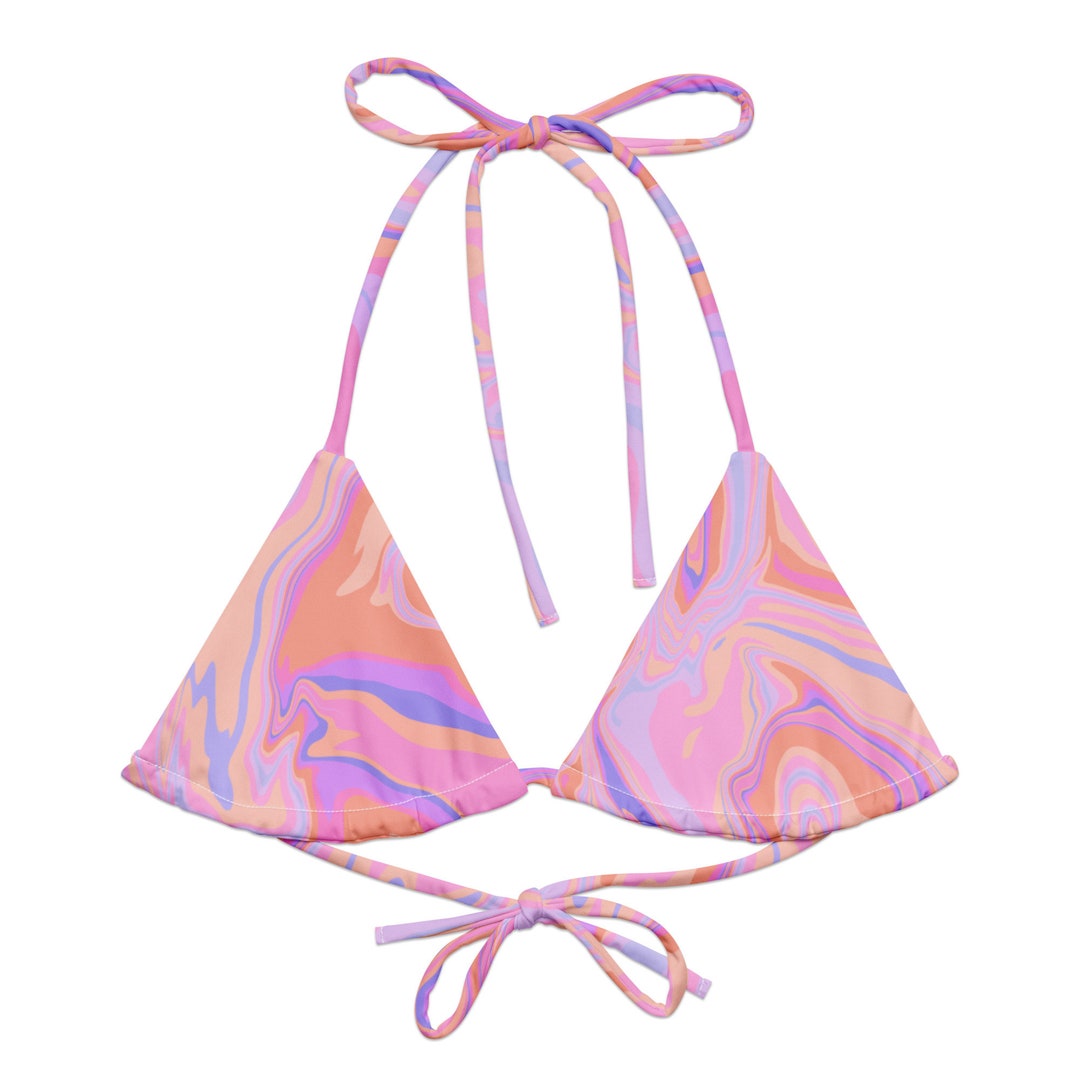 Groovy Sherbet Swirl String Bikini Top Etsy