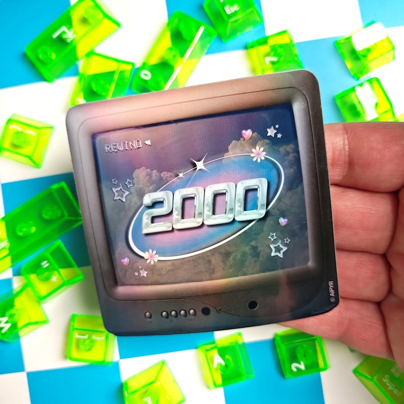 3 inch 2000s Retro TV Holographic Sticker