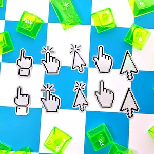 Computer Cursor Mini Stickers | 1 inch Tiny Sticker Pack, Y2K Webcore Pixel Art