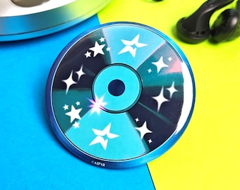 Blue CD Mirror, Button, Magnet | Y2K Nostalgia, Retro Accessories