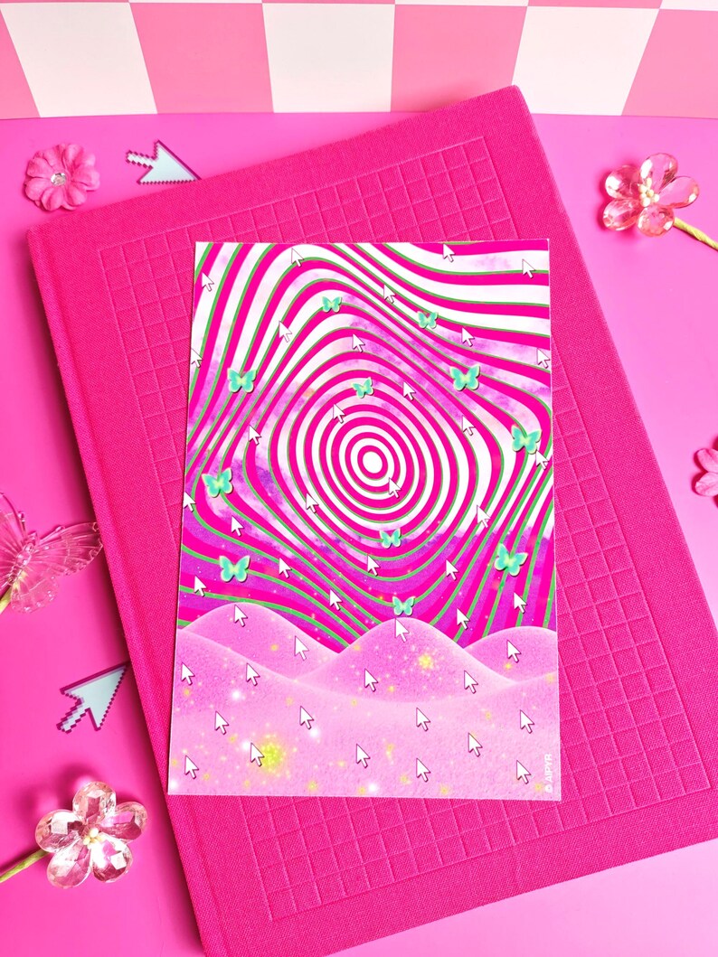 Pink Dreamcore Art Print | Frutiger Aero Decor, Retro Psychedelic ...