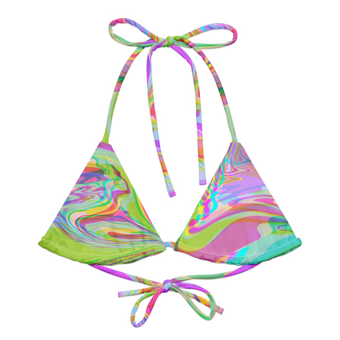 Neon Liquid Glitch String Bikini Top - Etsy