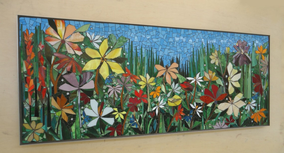 LARGE 5ft GARDEN MOSAIC wall art made to order patio decor | Etsy