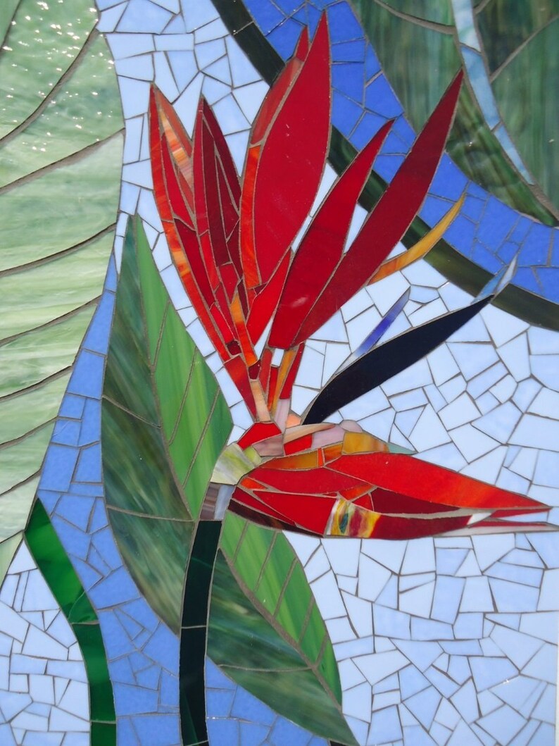 Stained Glass Birds of Paradise Mosaic – Custom Floral Wall Art - Etsy