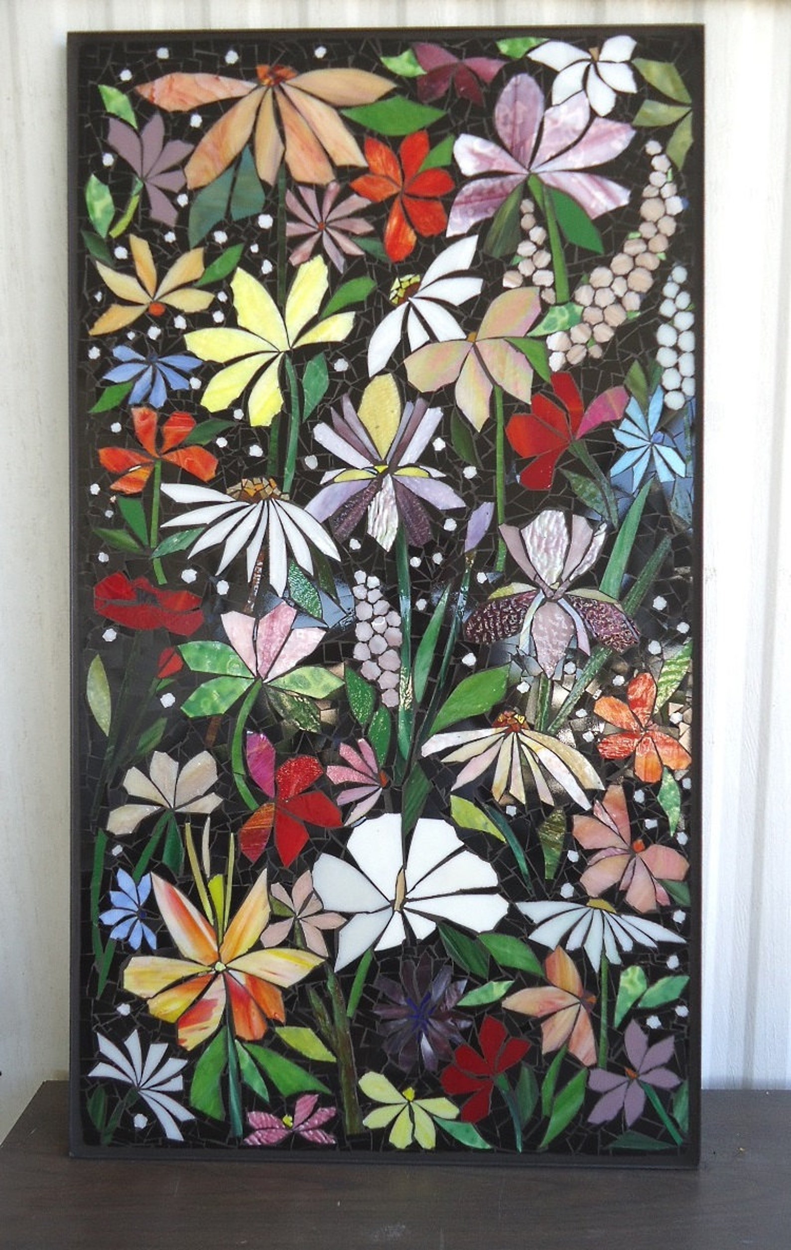 EXTERIOR MOSAIC WALL art stained glass wall decor floral Etsy