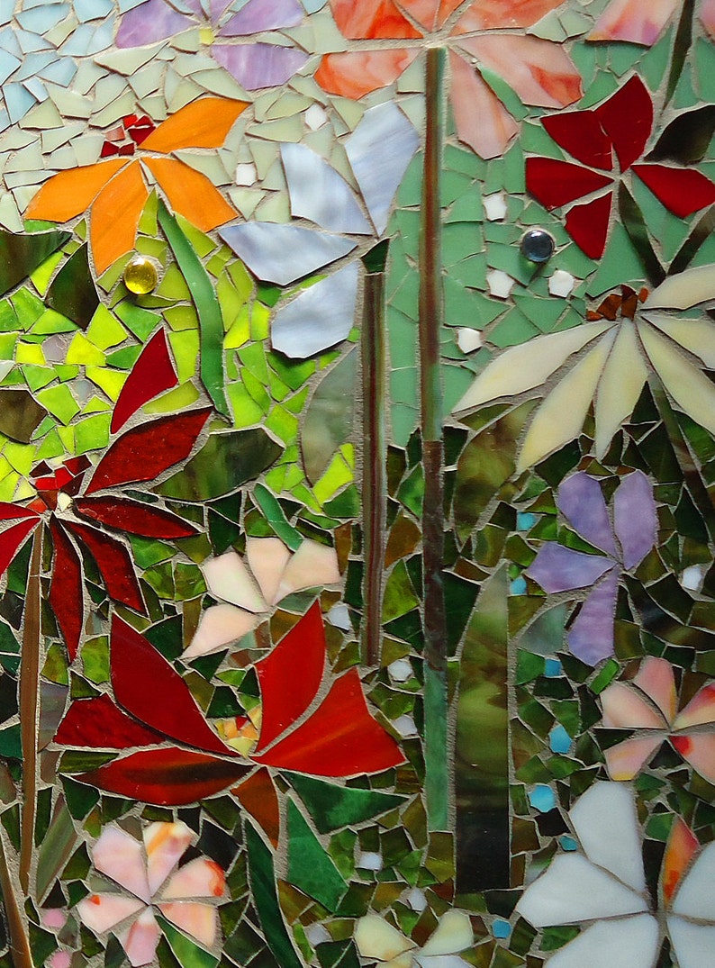 MOSAIC WALL ART stained glass wall decor floral garden indoor Etsy