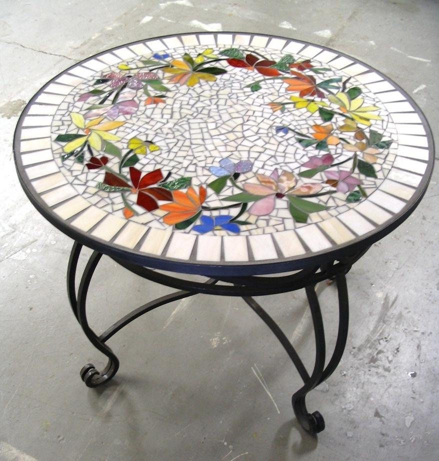 Mosaic Table Floral Pattern Custom Stained Glass Inlaid Iron Etsy Mosaic Table Floral Pattern Custom Stained Glass Inlaid Iron Etsy
