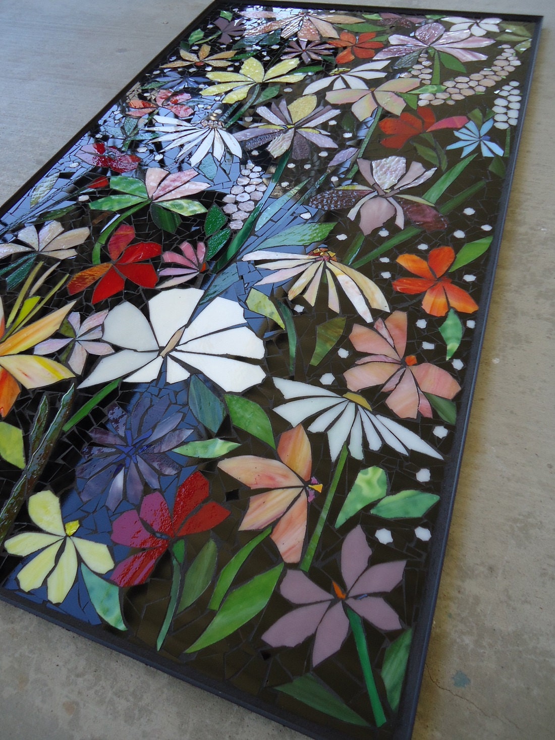 EXTERIOR MOSAIC WALL art stained glass wall decor floral Etsy
