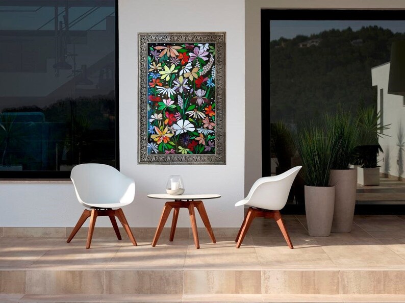 2x4 EXTÉRIEUR MOSAIC WALL art vitraux décor mur floral ...