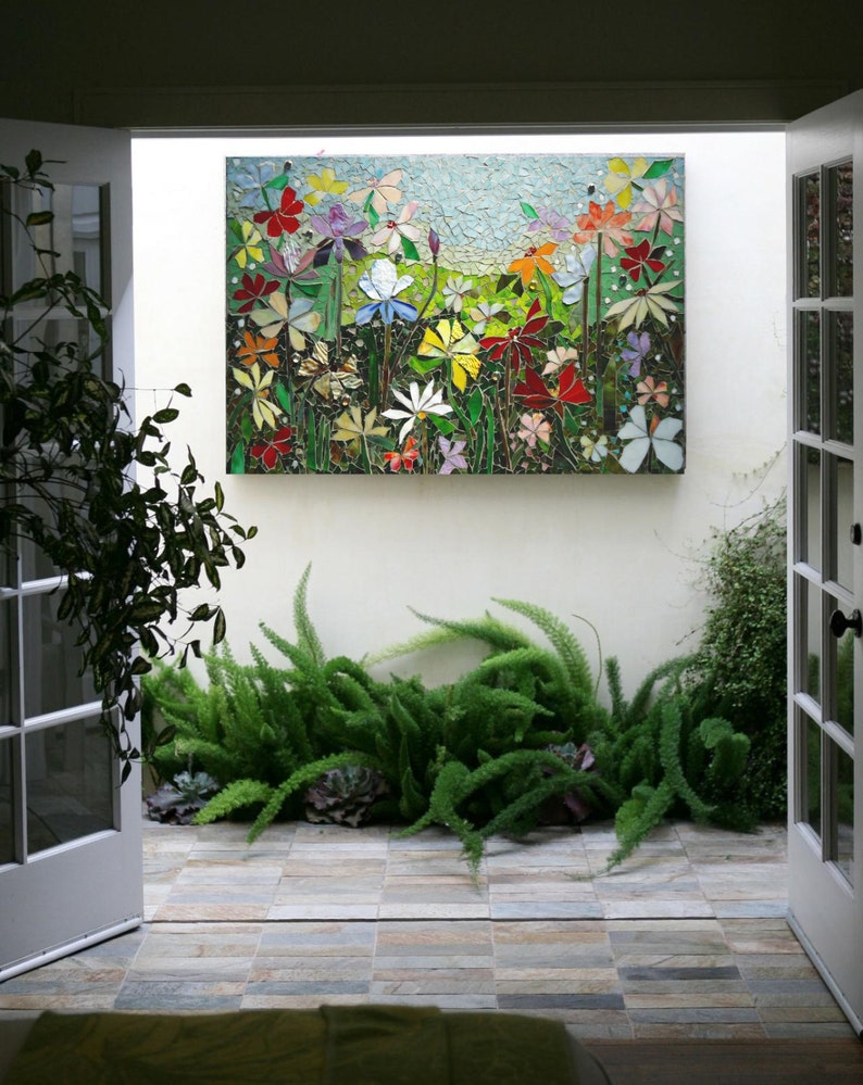 Mosaic Wall Art Stained Glass Decor Fl Garden Indoor Outdoor Patio Hanging Made To Order