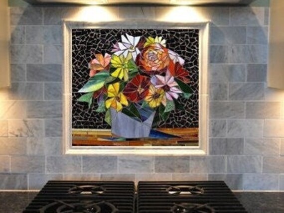 fused glass backsplash