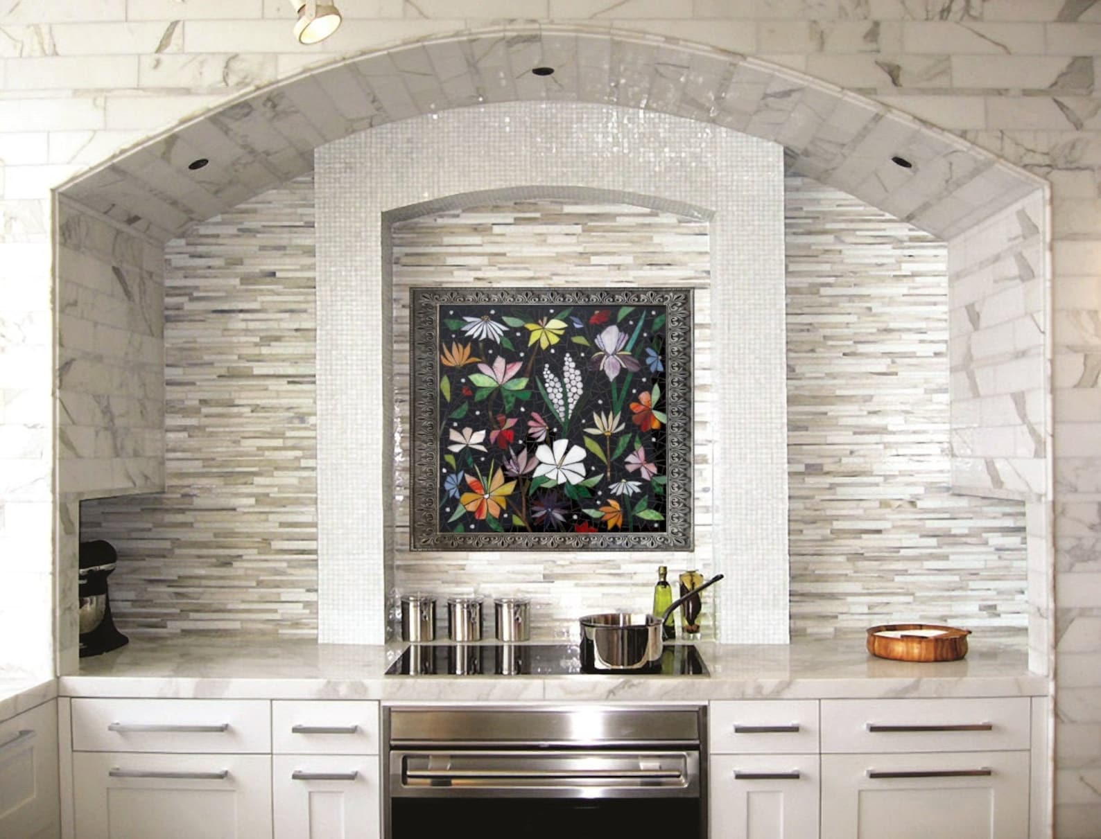 CUSTOM KITCHEN MOSAIC backsplash art handcut stained glass Etsy