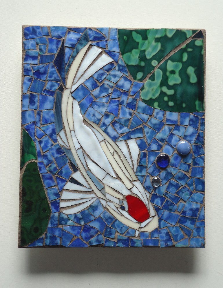 MOSAIC KOI TILES outdoor glass wall art set of 4 Etsy